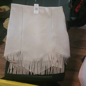 Leather fringe skirt